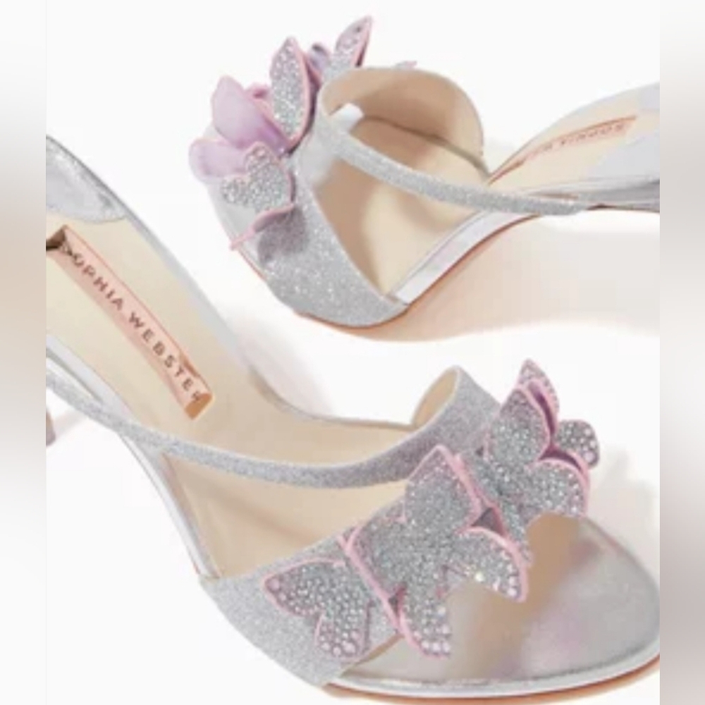 SOPHIA WEBSTER Silver and Pink Butterfly Heels. New , Comes With Box. Size 39